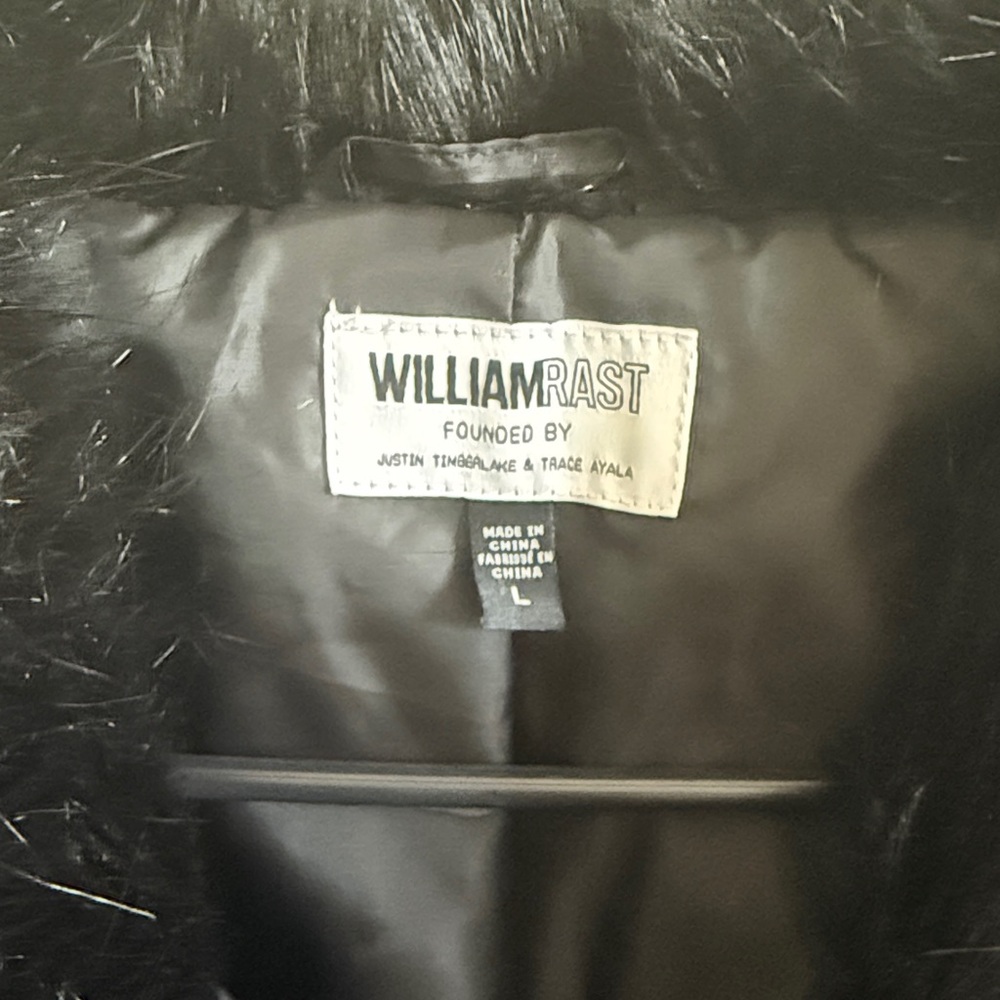 William Rast Black Faux Fur Trim Jacket Woman Size L New with Tags - Picture 2 of 10